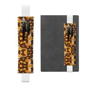 White Leather Pen Holder Bookmark WHJSHOP Leopard Little Gecko Printing Adjustable Elastic Band 8.3-1.8 inch for notebooks Diaries Hardcover Journal