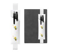 White Leather Pen Holder Bookmark WHJSHOP Little bee Blowing The Trumpet Prints Adjustable Elastic Band 8.3-1.8 in Suitable for Most notebooks Diaries
