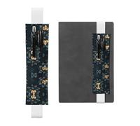 White Leather Pen Holder Bookmark WHJSHOP Lotus Flower Namaste Printing Adjustable Elastic Band 8.3-1.8 inch for notebooks Diaries Hardcover Journal
