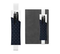White Leather Pen Holder Bookmark WHJSHOP Lovely Blue Background Printing Adjustable Elastic Band 8.3-1.8 inch for notebooks Diaries Hardcover Journal