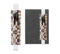 White Leather Pen Holder Bookmark WHJSHOP Marble Mixed Brown Printing Adjustable Elastic Band 8.3-1.8 inch for notebooks Diaries Hardcover Journal