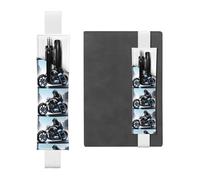 White Leather Pen Holder Bookmark WHJSHOP Motorcycle Skeleton Printing Adjustable Elastic Band 8.3-1.8 inch for notebooks Diaries Hardcover Journal
