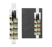 White Leather Pen Holder Bookmark WHJSHOP Paris Vintage Postcard Printing Adjustable Elastic Band 8.3-1.8 inch for notebooks Diaries Hardcover Journal