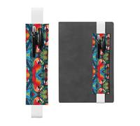 White Leather Pen Holder Bookmark WHJSHOP Parrot Printing Adjustable Elastic Band 8.3-1.8 inch for notebooks Diaries Hardcover Journal