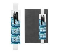 White Leather Pen Holder Bookmark WHJSHOP Penguin Antarctica Ice Printing Adjustable Elastic Band 8.3-1.8 inch for notebooks Diaries Hardcover Journal