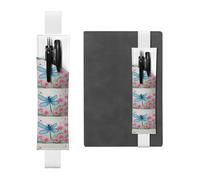 White Leather Pen Holder Bookmark WHJSHOP Pink Flower and Blue Dragonfly Printing Adjustable Elastic Band 8.3-1.8 inch for notebooks Diaries Hardcover Journal