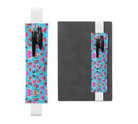 White Leather Pen Holder Bookmark WHJSHOP Powder Blue Popsicle Ice Cream Printing Adjustable Elastic Band 8.3-1.8 inch for notebooks Diaries Hardcover Journal