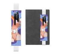 White Leather Pen Holder Bookmark WHJSHOP Rabbit Holding The Ball Picture Adjustable Elastic Band 8.3-1.8 in for notebooks Diaries Manuals Planners