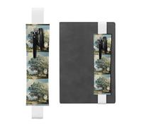 White Leather Pen Holder Bookmark WHJSHOP Rainbow Beside The Tree Prints Adjustable Elastic Band 8.3-1.8 in Suitable for Most notebooks Diaries