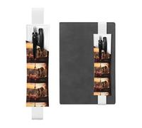 White Leather Pen Holder Bookmark WHJSHOP Romantic Dachshunds Printing Adjustable Elastic Band 8.3-1.8 inch for notebooks Diaries Hardcover Journal