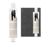 White Leather Pen Holder Bookmark WHJSHOP Sign Language Alphabet Printing Adjustable Elastic Band 8.3-1.8 inch for notebooks Diaries Hardcover Journal