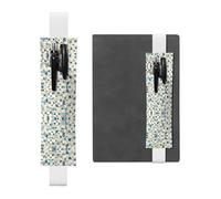 White Leather Pen Holder Bookmark WHJSHOP Snow Leopard Printing Adjustable Elastic Band 8.3-1.8 inch for notebooks Diaries Hardcover Journal