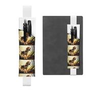 White Leather Pen Holder Bookmark WHJSHOP Tame Beagle Printing Adjustable Elastic Band 8.3-1.8 inch for notebooks Diaries Hardcover Journal