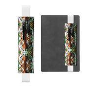 White Leather Pen Holder Bookmark WHJSHOP Tiger Printing Adjustable Elastic Band 8.3-1.8 inch for notebooks Diaries Hardcover Journal