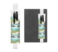 White Leather Pen Holder Bookmark WHJSHOP Tranquil Lakes Printing Adjustable Elastic Band 8.3-1.8 inch for notebooks Diaries Hardcover Journal