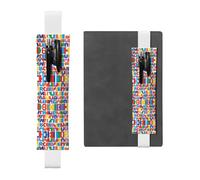 White Leather Pen Holder Bookmark WHJSHOP Upper and Lower case Letters Printing Adjustable Elastic Band 8.3-1.8 inch for notebooks Diaries Hardcover Journal