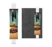 White Leather Pen Holder Bookmark WHJSHOP Vintage Circus Background Picture Adjustable Elastic Band 8.3-1.8 in for notebooks Diaries Manuals Planners