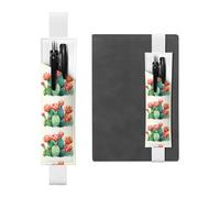 White Leather Pen Holder Bookmark WHJSHOP Watercolour Cactus Printing Adjustable Elastic Band 8.3-1.8 inch for notebooks Diaries Hardcover Journal