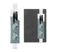 White Leather Pen Holder Bookmark WHJSHOP White Bauhinia Printing Adjustable Elastic Band 8.3-1.8 inch for notebooks Diaries Hardcover Journal