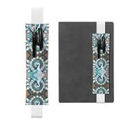 White Leather Pen Holder Bookmark WHJSHOP White Peacock with Open Screen Printing Adjustable Elastic Band 8.3-1.8 inch for notebooks Diaries Hardcover Journal