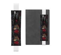White Leather Pen Holder Bookmark WHJSHOP Wolf Among The red Roses Prints Adjustable Elastic Band 8.3-1.8 in Suitable for Most notebooks Diaries