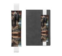 White Leather Pen Holder Bookmark WZYWHJ African Leopard on Rocks Printing - Premium PVC Leather Elastic Band Design for Notebooks, Journals, and Planners