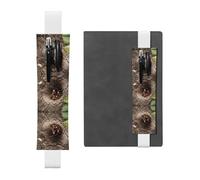 White Leather Pen Holder Bookmark WZYWHJ Ants in Tree Hole Printing - Premium PVC Leather Elastic Band Design for Notebooks, Journals, and Planners
