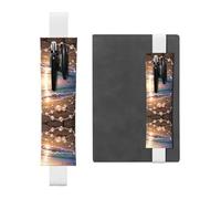 White Leather Pen Holder Bookmark WZYWHJ Beautiful sea Pearls Printing - Premium PVC Leather Elastic Band Design for Notebooks, Journals, and Planners