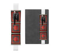 White Leather Pen Holder Bookmark WZYWHJ Block Structure Prints - Premium PVC Leather Elastic Band Design for Notebooks, Journals, and Planners