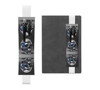 White Leather Pen Holder Bookmark WZYWHJ Blue Crystal Skull Printing - Premium PVC Leather Elastic Band Design for Notebooks, Journals, and Planners