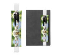 White Leather Pen Holder Bookmark WZYWHJ Bunny Eating Ice Cream Printed - Premium PVC Leather Elastic Band Design for Notebooks, Journals, and Planners
