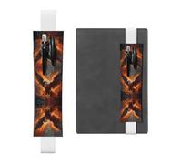 White Leather Pen Holder Bookmark WZYWHJ Burning Eagle Printing - Premium PVC Leather Elastic Band Design for Notebooks, Journals, and Planners