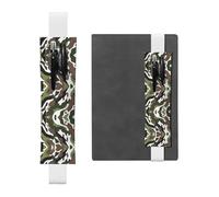 White Leather Pen Holder Bookmark WZYWHJ Camouflage Picture - Premium PVC Leather Elastic Band Design for Notebooks, Journals, and Planners