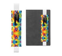 White Leather Pen Holder Bookmark WZYWHJ Cartoon Parrot Pattern - Premium PVC Leather Elastic Band Design for Notebooks, Journals, and Planners