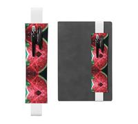 White Leather Pen Holder Bookmark WZYWHJ Chunky Watermelon Pattern - Premium PVC Leather Elastic Band Design for Notebooks, Journals, and Planners