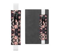 White Leather Pen Holder Bookmark WZYWHJ Crystal Pink Tulips Printing - Premium PVC Leather Elastic Band Design for Notebooks, Journals, and Planners