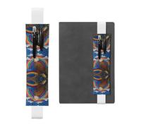 White Leather Pen Holder Bookmark WZYWHJ Eagle on The Rainbow Printing - Premium PVC Leather Elastic Band Design for Notebooks, Journals, and Planners
