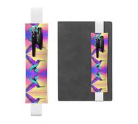 White Leather Pen Holder Bookmark WZYWHJ Flying Hummingbird Picture - Premium PVC Leather Elastic Band Design for Notebooks, Journals, and Planners