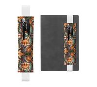 White Leather Pen Holder Bookmark WZYWHJ Forest Yellow Fox Prints - Premium PVC Leather Elastic Band Design for Notebooks, Journals, and Planners