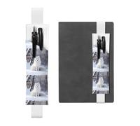 White Leather Pen Holder Bookmark WZYWHJ Fox in The Snow Printed - Premium PVC Leather Elastic Band Design for Notebooks, Journals, and Planners