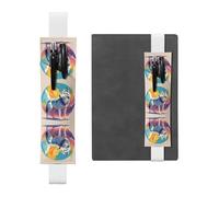 White Leather Pen Holder Bookmark WZYWHJ National Geographic Wolf Prints - Premium PVC Leather Elastic Band Design for Notebooks, Journals, and Planners