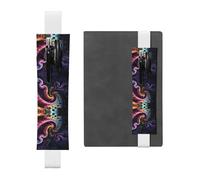 White Leather Pen Holder Bookmark WZYWHJ Psychedelic Fractal Picture - Premium PVC Leather Elastic Band Design for Notebooks, Journals, and Planners