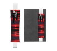 White Leather Pen Holder Bookmark WZYWHJ Red Sunset at Dusk Printing - Premium PVC Leather Elastic Band Design for Notebooks, Journals, and Planners