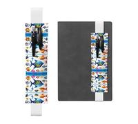 White Leather Pen Holder Bookmark WZYWHJ sea Water Animals Printing - Premium PVC Leather Elastic Band Design for Notebooks, Journals, and Planners
