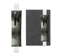 White Leather Pen Holder Bookmark WZYWHJ Sitting Fox Picture - Premium PVC Leather Elastic Band Design for Notebooks, Journals, and Planners