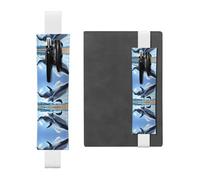 White Leather Pen Holder Bookmark WZYWHJ Whale Printing - Premium PVC Leather Elastic Band Design for Notebooks, Journals, and Planners