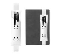 White Leather Pen Holder Bookmark YYHHAOFA Artistic Smiley face Symbol Pattern Adjustable Elastic Band 8.3-1.8 in for notebooks Diaries Manuals Planners