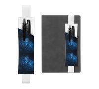 White Leather Pen Holder Bookmark YYHHAOFA Blue Fireworks in The Night Sky Pattern Adjustable Elastic Band 8.3-1.8 in for notebooks Diaries Manuals Planners