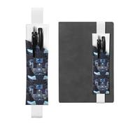 White Leather Pen Holder Bookmark YYHHAOFA Cabin of The Future Pattern Adjustable Elastic Band 8.3-1.8 in for notebooks Diaries Manuals Planners