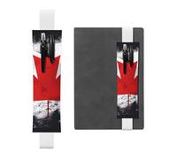 White Leather Pen Holder Bookmark YYHHAOFA Canadian Flag Pattern Adjustable Elastic Band 8.3-1.8 in for notebooks Diaries Manuals Planners